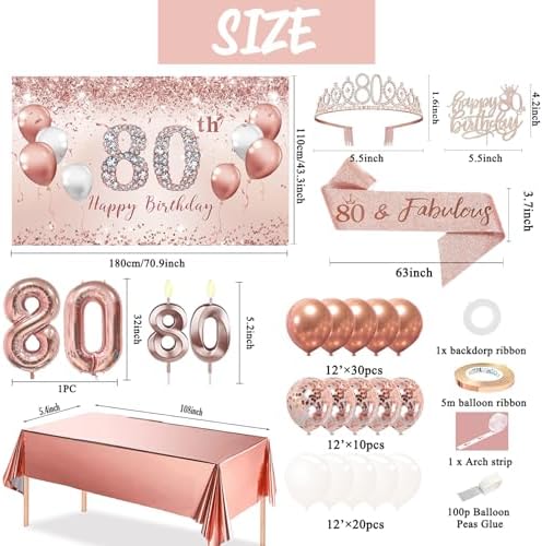 Trgowaul 80th Birthday Decor Balloon Set