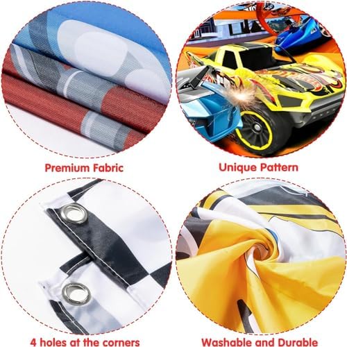 Hot Cars Birthday Banner Backdrop 5x3ft