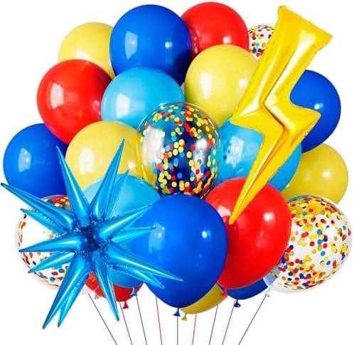 Cartoon Hedgehog Birthday Balloons with Lightning Star and Boom Star