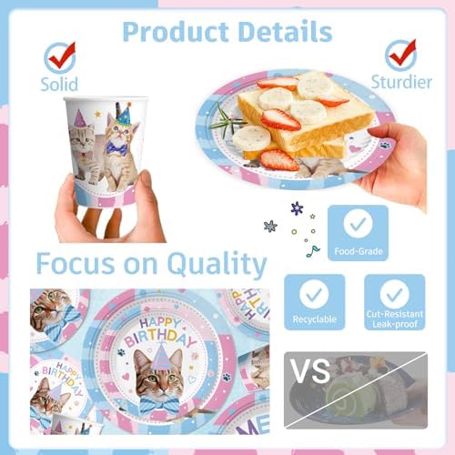177pcs Cat Birthday Decorations Set for Kitten Girls Party