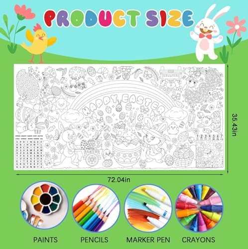 Easter Coloring Tablecloth with Bunny Egg Theme