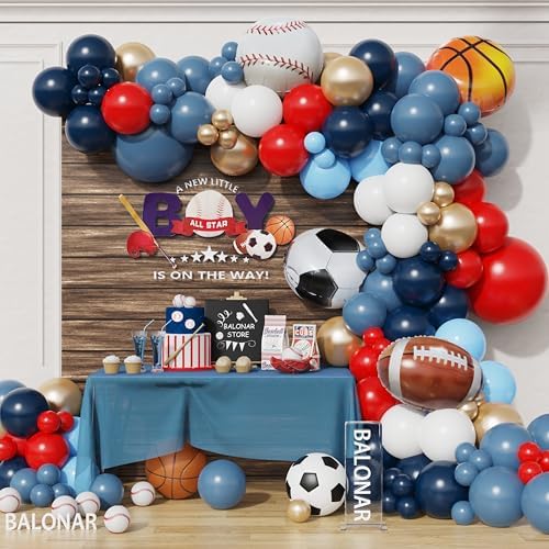 Dusty Blue Sport Birthday Balloons Garland Kit
