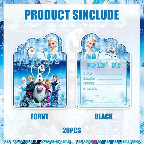 20Pcs Frozen Birthday Invites for Kids Party Decoration