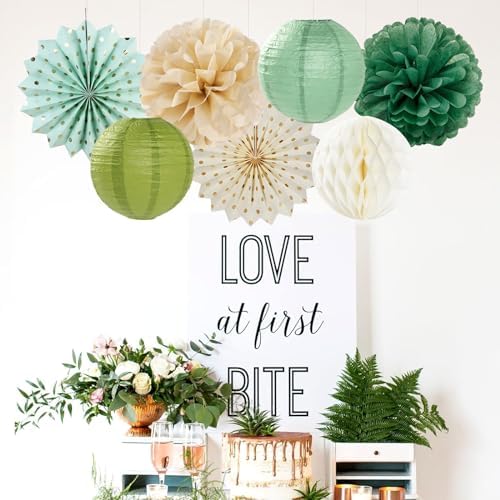 Sage Green Gold Party Decorations Kit - 14pcs