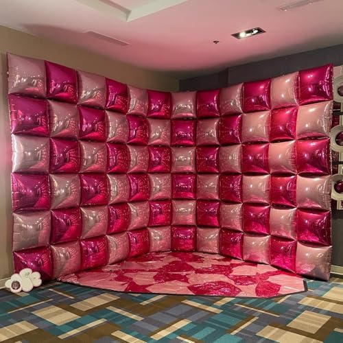 Hot Pink and Rose Double Sided Square Foil Balloons Wall