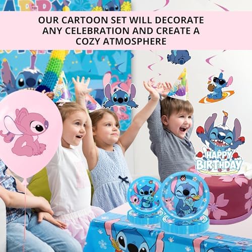 Cartoon Birthday Party Decor Set with Balloons and Streamers