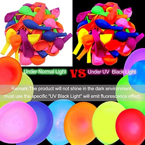 110 Pack Neon Glow Balloons for Black Light Parties