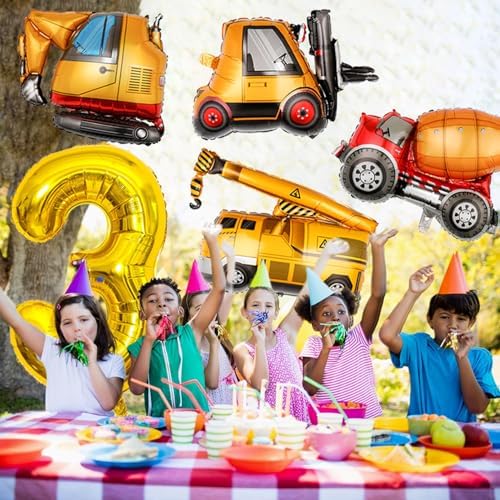 Construction Birthday Balloons 3 Year Old 40Inch Gold