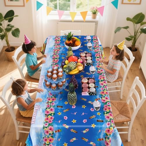 3 Pack Tropical Luau Birthday Tablecloths 54x108 Inch