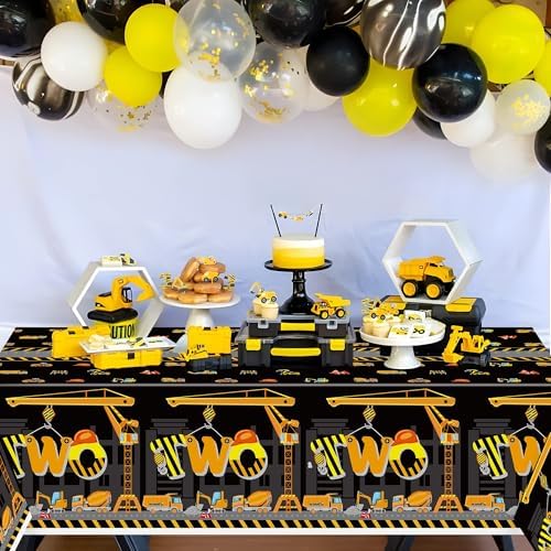 3Pcs Construction Themed Tablecloths - Dump Truck Birthday Decor