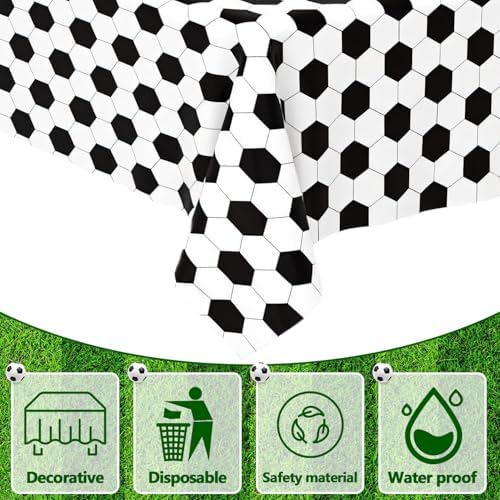 3 Pcs Soccer Party Tablecloth 54x108 Inches