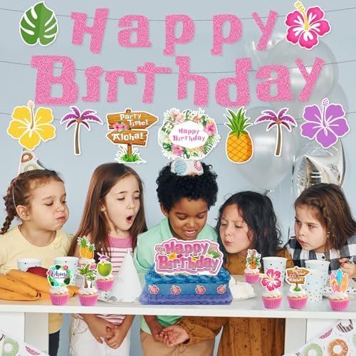 Pink Blue Cartoon Birthday Party Decor Kit