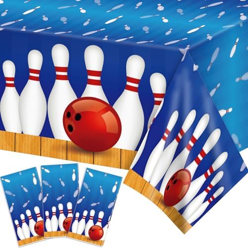 3 Pcs Bowling Party Tablecloths 54x87 Inches