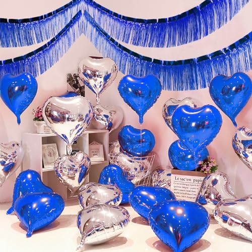 Blue Foil Fringe Garland 10FT 2packs for Party Decorations