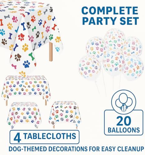 Oojami Dog Birthday Tablecloth Set 4 Pack