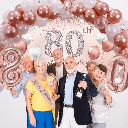 Trgowaul 80th Birthday Decor Balloon Set