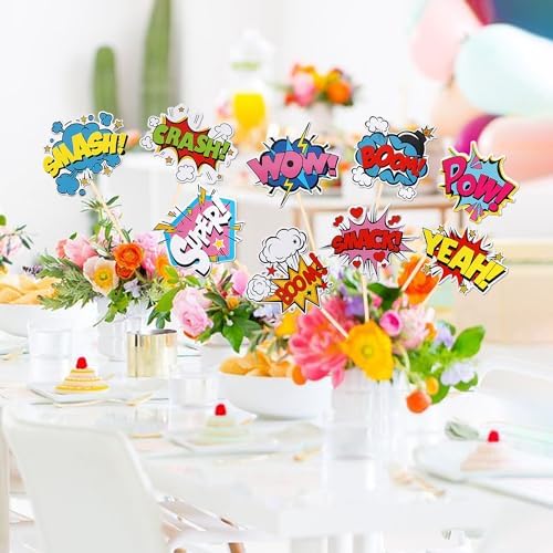 18 PCS Hero Themed Centerpiece Sticks for Party Decorations