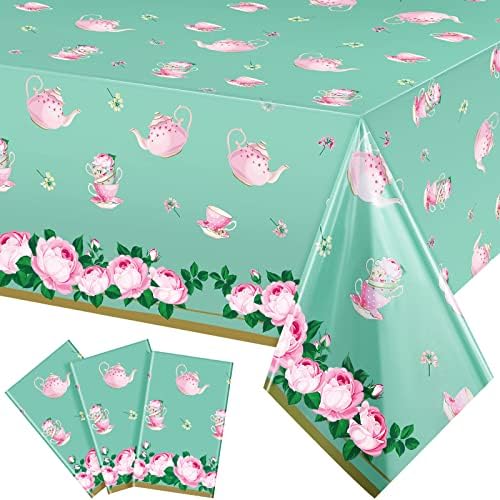 Tatuo 3 Pcs Floral Tea Party Tablecloths 54x108 Inch