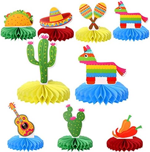 8PCS Mexican Fiesta Honeycomb Table Centerpieces for Parties and Celebrations