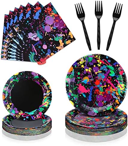 Baderke Neon Glow Party Tableware Set 192 Pcs
