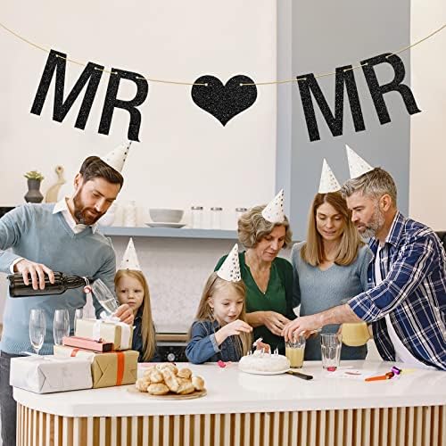 Mr Mr Banner Gay Theme Decor with Black Glitter