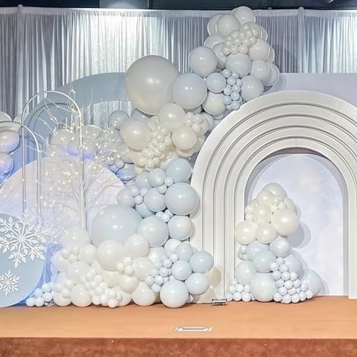Pastel Blue White Balloons Set 35PCS 12 Inch for Parties