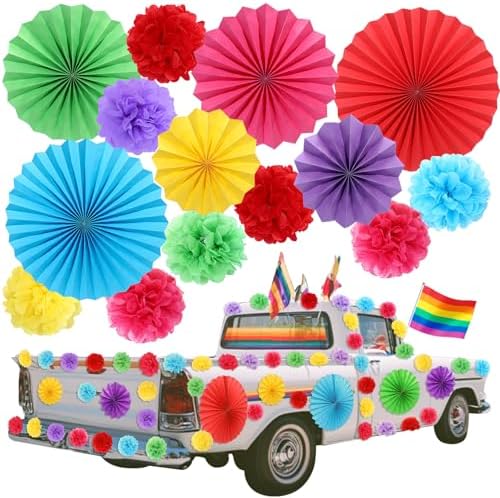 AmazingSpark 48 Pcs Rainbow Decorations for Car and Party