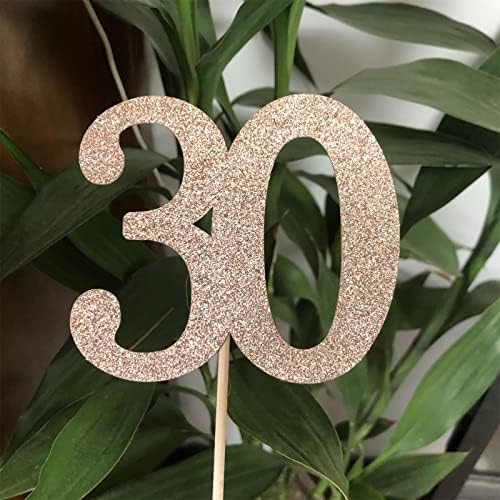 10-Pack Double Sided Glitter Rose Gold 30th Birthday Centerpiece Sticks