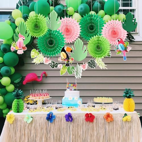 Tropical Party Decor Fans with Bird Garland Kit