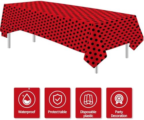Ladybug Birthday Tablecloth Set 3-Pack 54x108 Inch