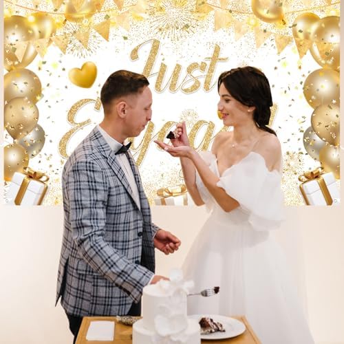 Just Married Engagement Party Decorations Banner Backdrop Balloons