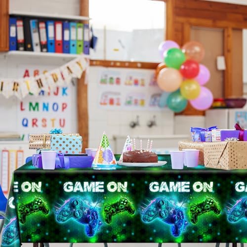 3 Pieces Gamer Party Tablecloths - 71 x 43 Disposable Gaming Table Cover