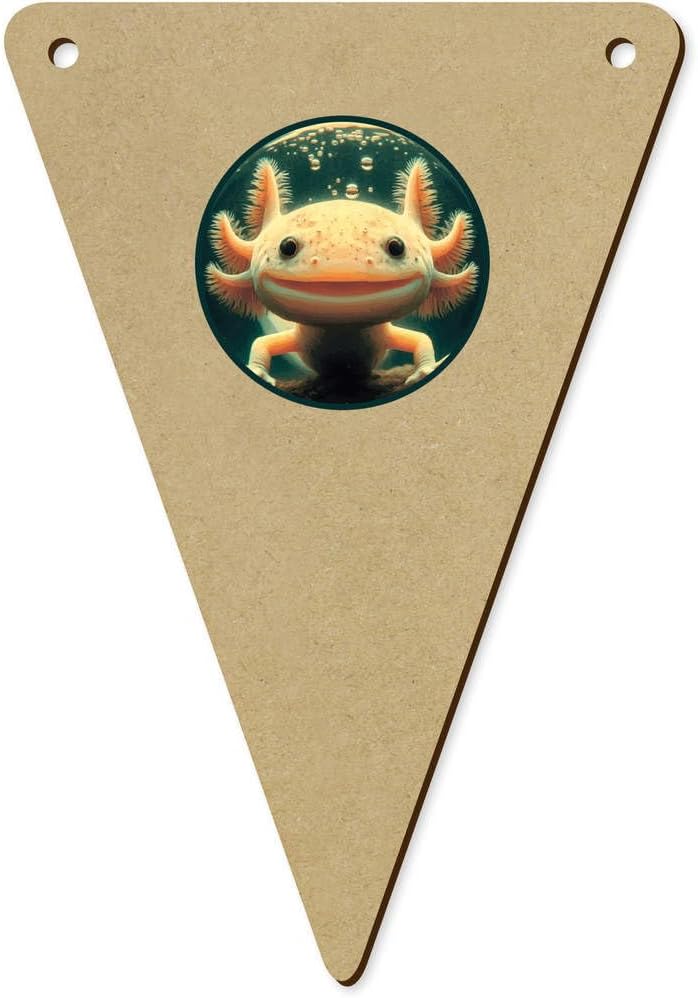 5-Piece Smiling Axolotl Wooden Bunting Flags