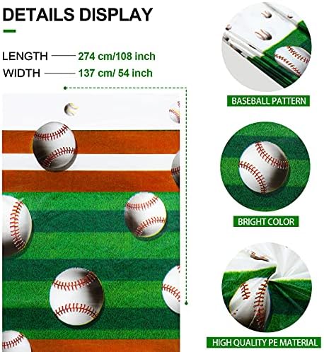 2 Piece 108 x 54 Inch Baseball Table Covers for Parties