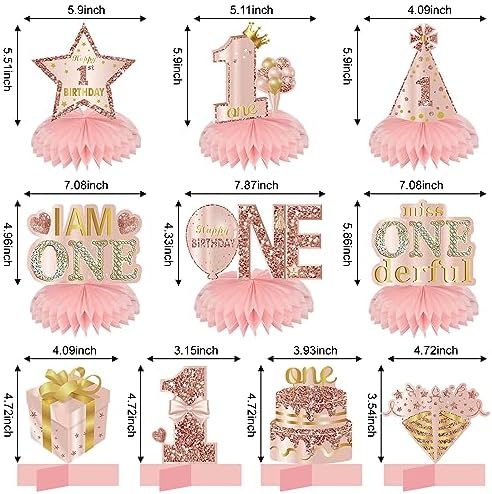 10Pcs 1st Birthday Decor Honeycomb Centerpieces for Baby Girls