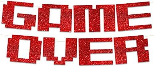 Game Over Red Glitter Banner - Bachelor Party Decor