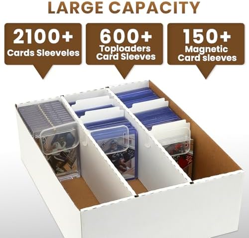 Trading Card Storage Box 2100 Count 3 Row With Sleeves and Dividers