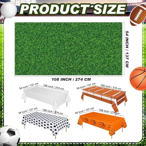 Preboun 5 Pcs Sports Themed Tablecloths for Birthday Party