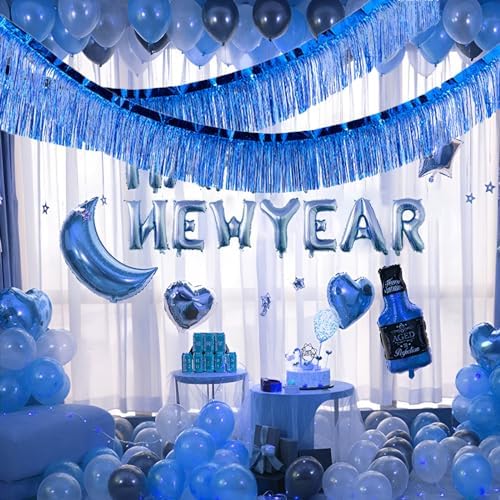 Blue Foil Fringe Garland 10FT 2packs for Party Decorations