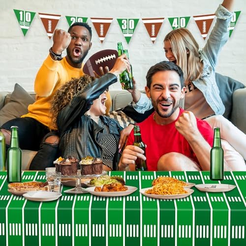 TATAUP Football Party Decorations Tablecloth 54x108 Inch 4 Pack