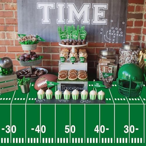 4Pcs Football Tablecloths 54x108 Inch Green Field Covers for Parties