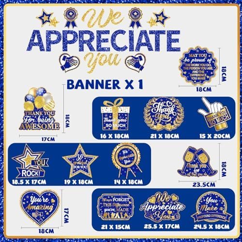 We Appreciate You Decorations Navy Blue Gold Set