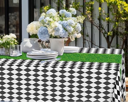 Oudain 3 Pcs Wonderland Checkered Tablecloth