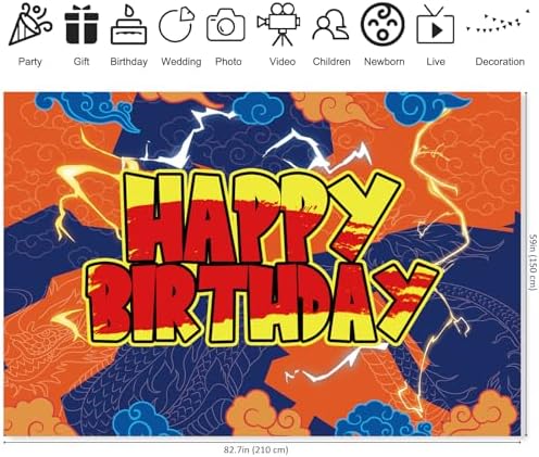 Anime Yellow Birthday Party Backdrop 7x5ft