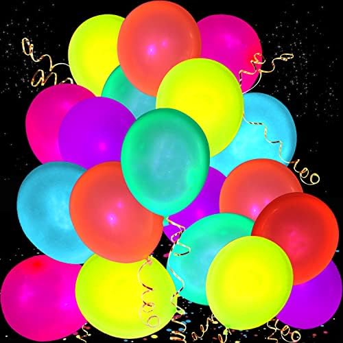 110 Pack Neon Glow Balloons for Black Light Parties