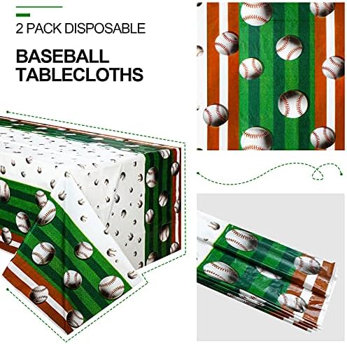 2 Piece 108 x 54 Inch Baseball Table Covers for Parties