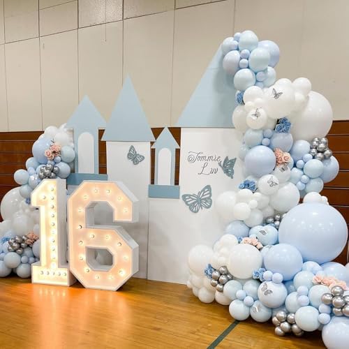 Pastel Blue White Balloons Set 35PCS 12 Inch for Parties