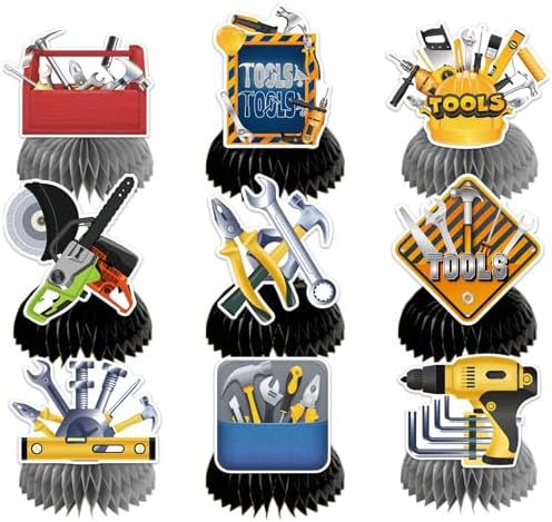 9 PCS Tools Honeycomb Centerpieces for Party Decorations