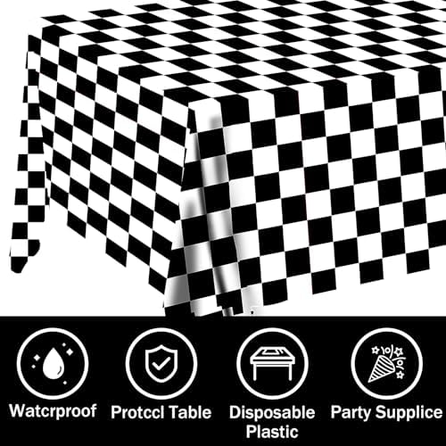 2 Pcs Checkered Tablecloth Race Car Design