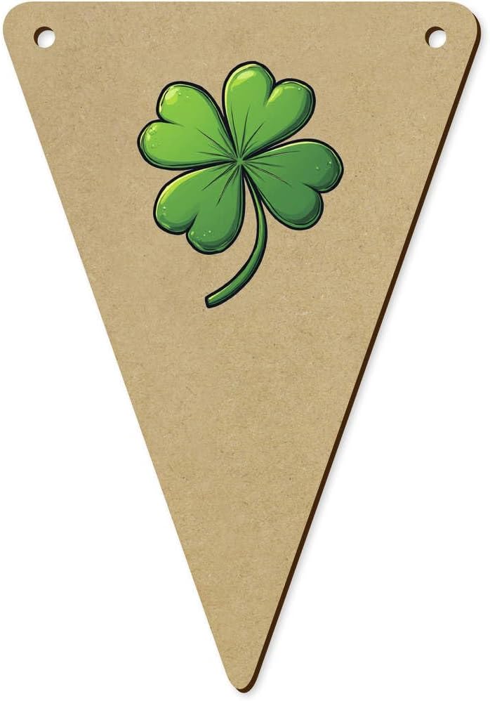 5 x 140mm Four Leaf Clover Wooden Bunting Flags